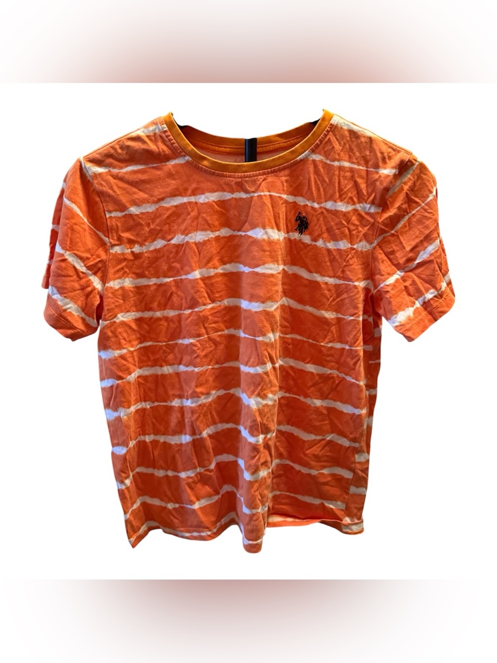 U.S. Polo Assn. Orange Striped Tee Youth XL 14-16 Cotton Shirt